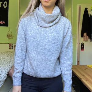 Cowl neck soft grey sweater